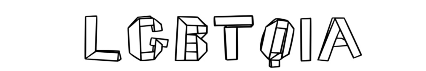 LGBTQIA in doodle origami style on transparency background