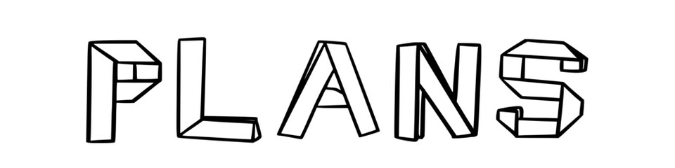 PlaNs in doodle origami style on transparency background