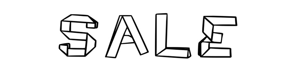 SALE in doodle origami style on transparency background