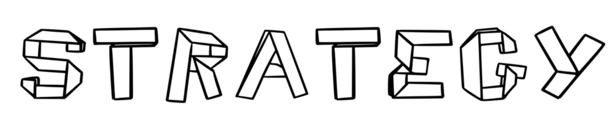 strategy in doodle origami style on transparency background