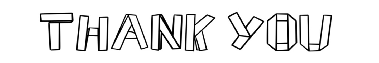 thank you in doodle origami style on transparency background