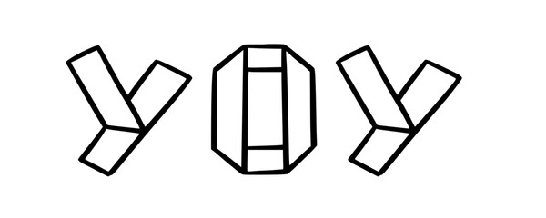 YOY in doodle origami style on transparency background