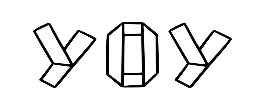 YOY in doodle origami style on transparency background