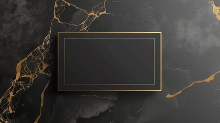 Mockup of a blank black business card with gold edges