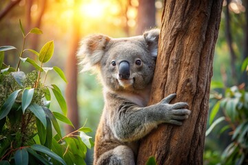 koala in tree, generative ai, ai generated