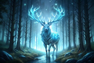 stag with massive crystalline antlers, generative ai, ai generated