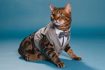 portrait of a cat in a suit, generative ai, ai generated