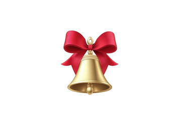Golden bell with a red bow.
