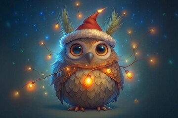 baby christmas owl, generative ai, ai generated