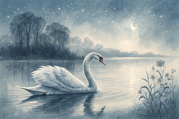 swans on the lake, generative ai, ai generated