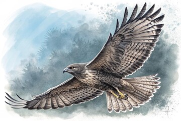 black crow watercolor drawing, generative ai, ai generated