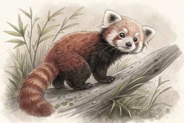 close up of a red panda, generative ai, ai generated