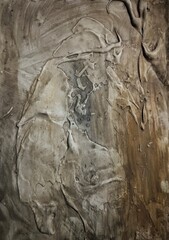 Contemporary high texture abstract painting in natural gold dark brown background composition