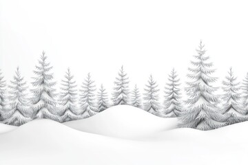 Obraz premium Snowy Winter Landscape With Pine Trees