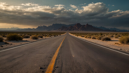 Naklejka premium empty road all cover with desert