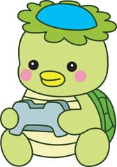 Obraz premium Kawaii japanese mythology Kappa sticker cute. Cute kappa mascot ghost japanese. 