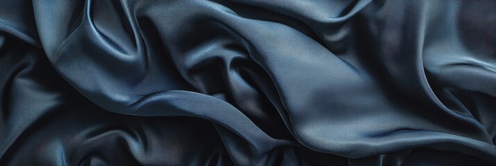 Obraz premium 光沢のある紺色の絹生地が重なり合う美しいテクスチャー