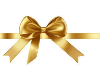 Fototapeta premium Set of golden ribbons with bows isolated on a white background,