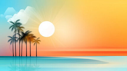 Tropical Island Vector Art with Palm Trees and Turquoise Waters