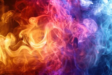 Obraz premium Colorful smoke is swirling and mixing on a black background creating beautiful shapes
