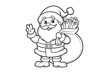 Santa Claus waving and holding a sack of presents