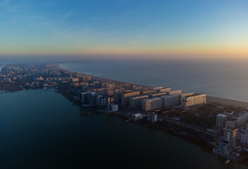 Aerial view of Mamaia resort - Romania seen from above in the morning