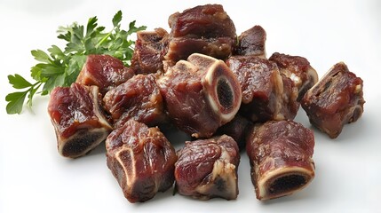 Food, Oxtail Stew, on White Background, Photo Realistic, Wallpaper, Cover and Screen for Smartphone, PC, Laptop, 9:16 and 16:9 Format