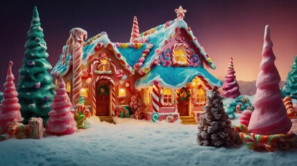 Obraz premium candy land chrismas decoration tree crismas