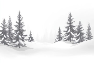 Obraz premium Snowy Winter Landscape Featuring Coniferous Trees