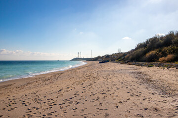 Landscape with empty beach in Tuzla - Romania
