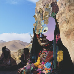 Portrait with Cultural Mask in a Natural Setting