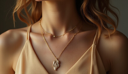 woman wears gold necklaces popular fashion accessory jewelry enthusiasts everywhere today always trend quickly style