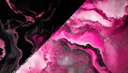 split background, separate images, pink and black, glitter, resin, abstract