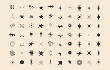 Collection of modern minimalist star and sparkle elements