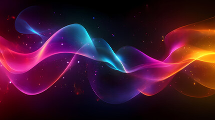 Fototapeta premium Abstract neon light waves on dark background, futuristic digital art concept. Abstract Wave Motion. Illustration