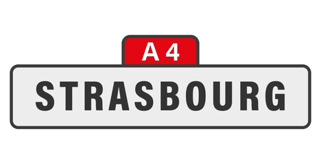 STRASBOURG, A4, panneau entrée d'agglomération, (symbolique)