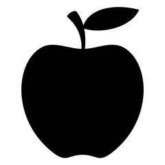 Apple Fruit Icon in Flat Silhouette Style, Minimalistic and Clean Vector Illustration, Editable and Scalable EPS File, Isolated on White Background, Perfect for Logos and Design Projects