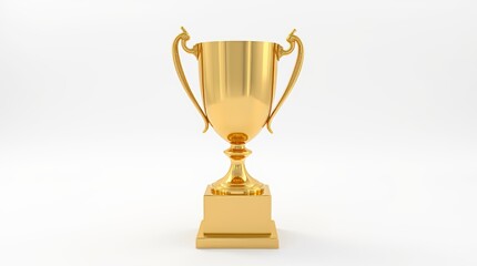 Gold Trophy on White Background