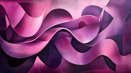 Abstract, fluid, minimalistic wallpaper in pink and purple tones with a metallic sheen