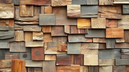 Reclaimed Wood Block Wall Texture Design