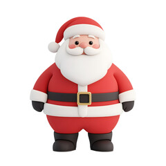 Obraz premium Cheerful Santa Claus character in a festive red suit with white trim, isolated on transparent background.