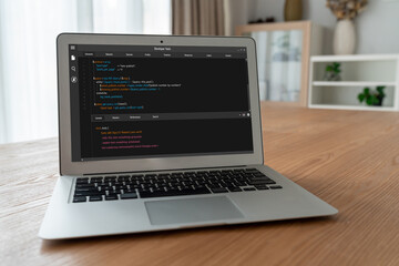 Fototapeta premium Software development programming on computer screen for modish application and program coding