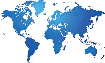 World map vector in silhouette style on an isolated white background