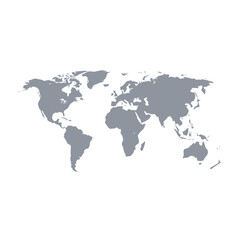 Fototapeta premium World map vector in silhouette style on an isolated white background