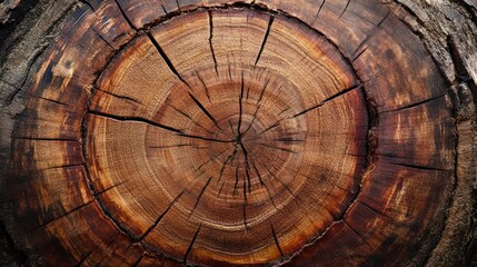 Detailed Cross Section Of A Dark Brown Tree Trunk