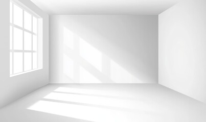 Fototapeta premium 白い壁と窓からの光が差し込む空の部屋