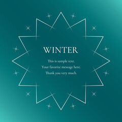 雪の結晶と光をモチーフにした冬の飾り枠。高級感のある囲みのデザイン