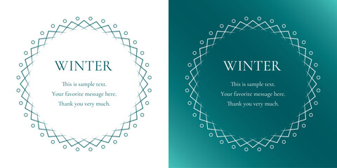 雪の結晶と光をモチーフにした冬の飾り枠。高級感のある囲みのデザイン