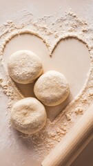 Three doughnuts are in the shape of a heart