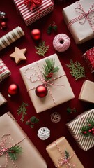 Red and white box with a red ball on top